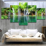 Waterfall lagoon in the forest — 5-Panel Diamond Painting Kit design