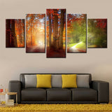 Two paths through an autumn forest and a summer forest — 5-Panel Diamond Painting Kit design