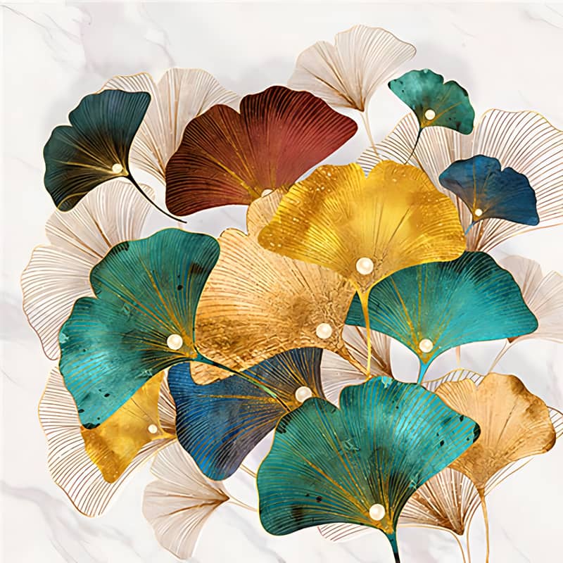 Abstract Ginkgo Leaves — Diamond Painting Kit design