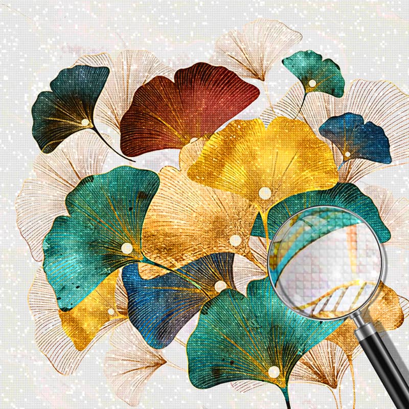Abstract Ginkgo Leaves — Diamond Painting Kit, product view 3