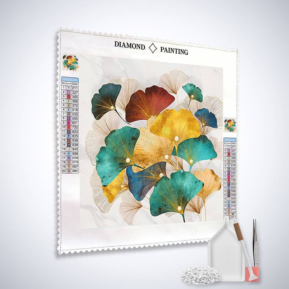 Abstract Ginkgo Leaves — Diamond Painting Kit, product view 2