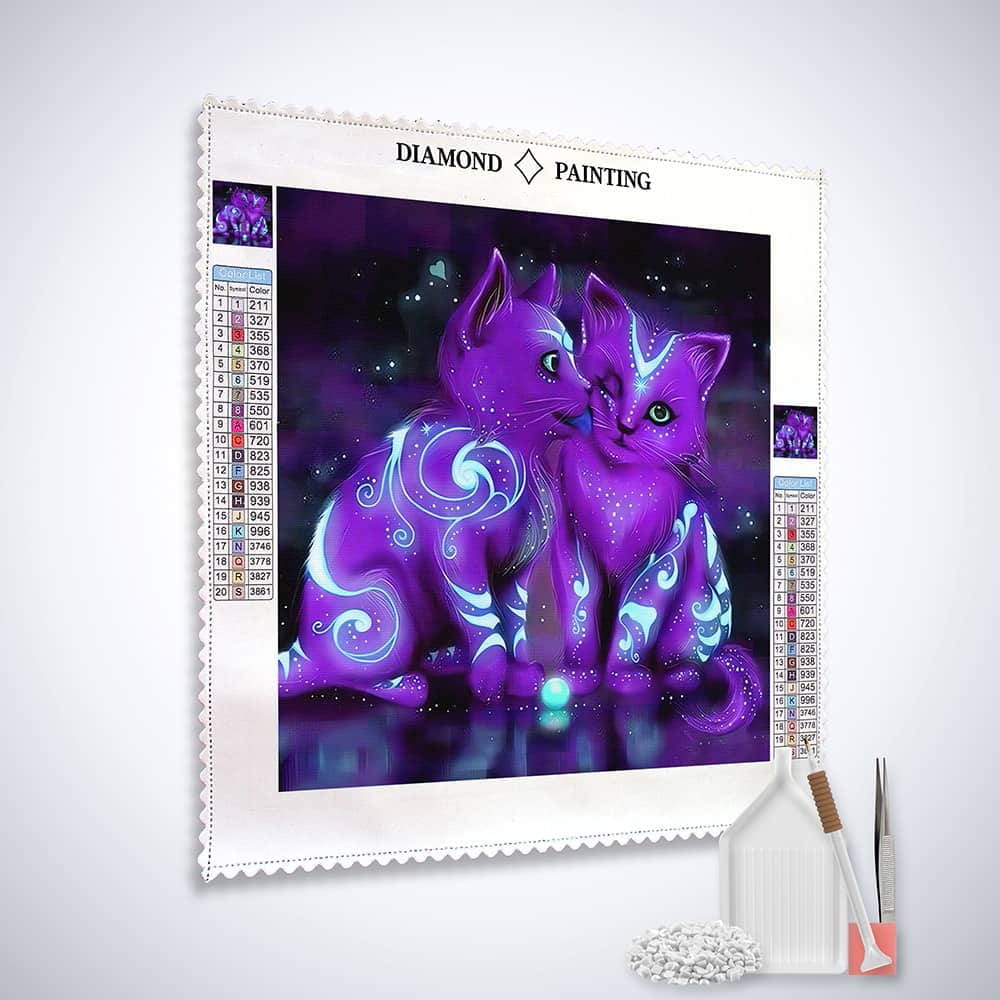 Purple cats — Diamond Painting Kit, product view 2