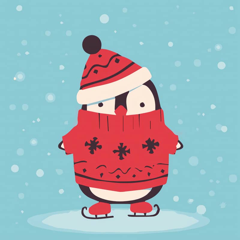 Ice skating penguin, Christmas — Diamond Painting Kit design