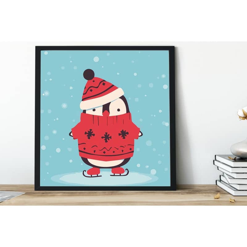 Ice skating penguin, Christmas — Diamond Painting Kit, product view 3