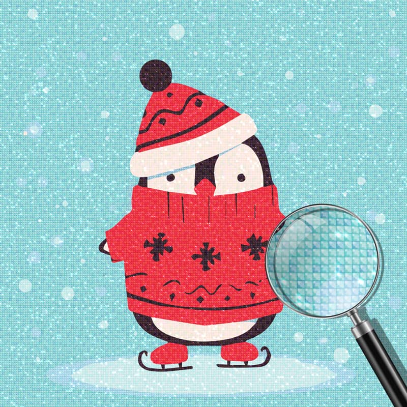 Ice skating penguin, Christmas — Diamond Painting Kit, product view 4