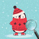 Ice skating penguin, Christmas — Diamond Painting Kit, product view 4