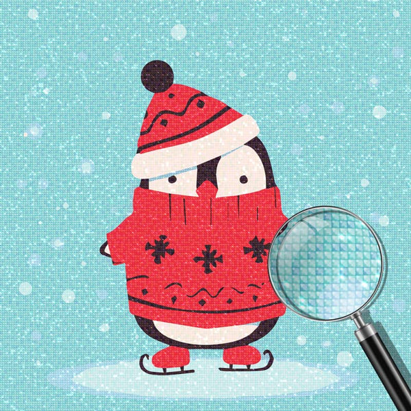 Ice skating penguin, Christmas — Diamond Painting Kit, product view 4