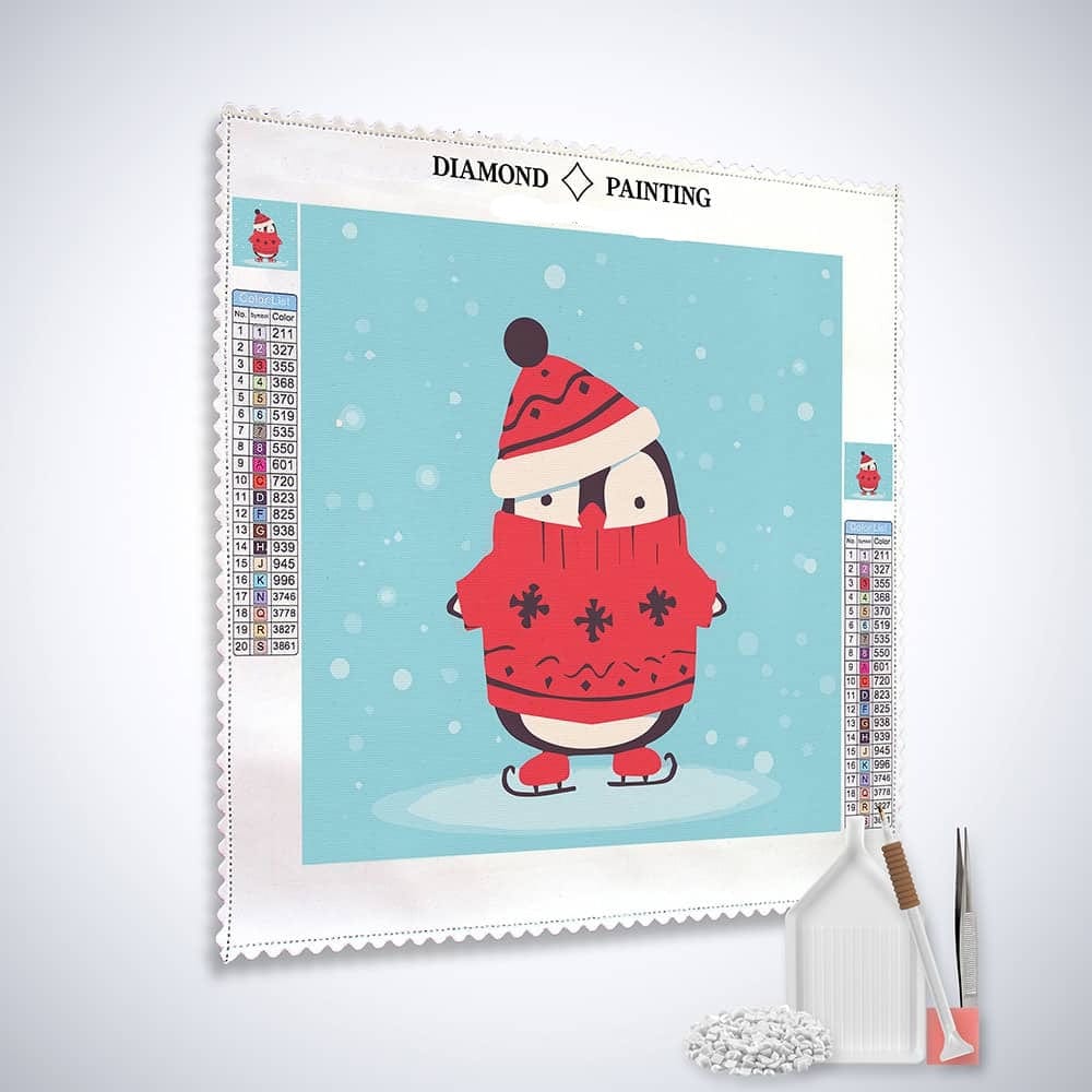 Ice skating penguin, Christmas — Diamond Painting Kit, product view 2