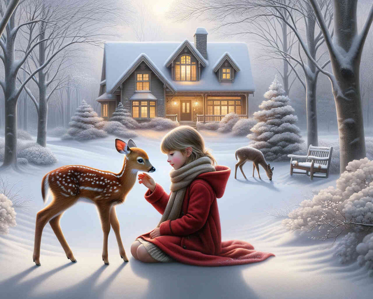 Girl and Fawn — Diamond Painting Kit design