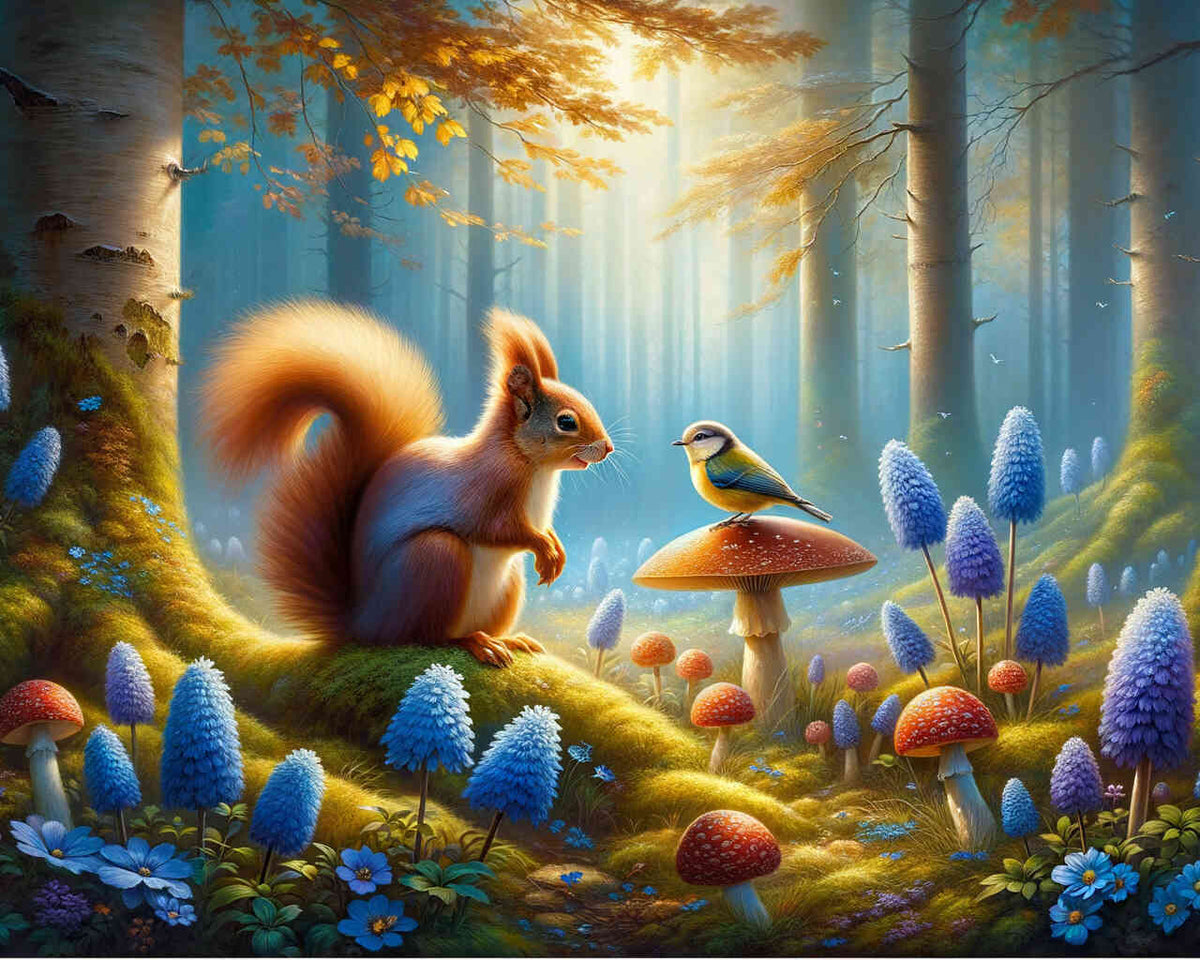 Squirrel and Bird — Diamond Painting Kit design