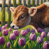 Cow and Tulips — Diamond Painting Kit design