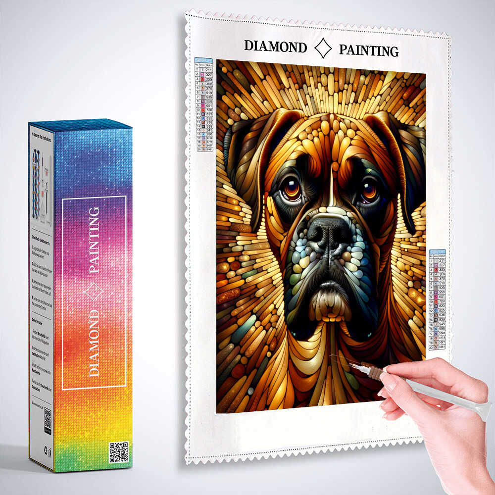 Boxer Dog Portrait — Diamond Painting Kit, product view 3