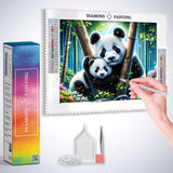 Panda Family among Tree Trunks — Diamond Painting Kit, product view 3