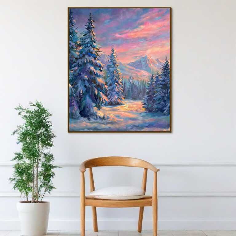 Winter Mountain Glow — Diamond Painting Kit, product view 2