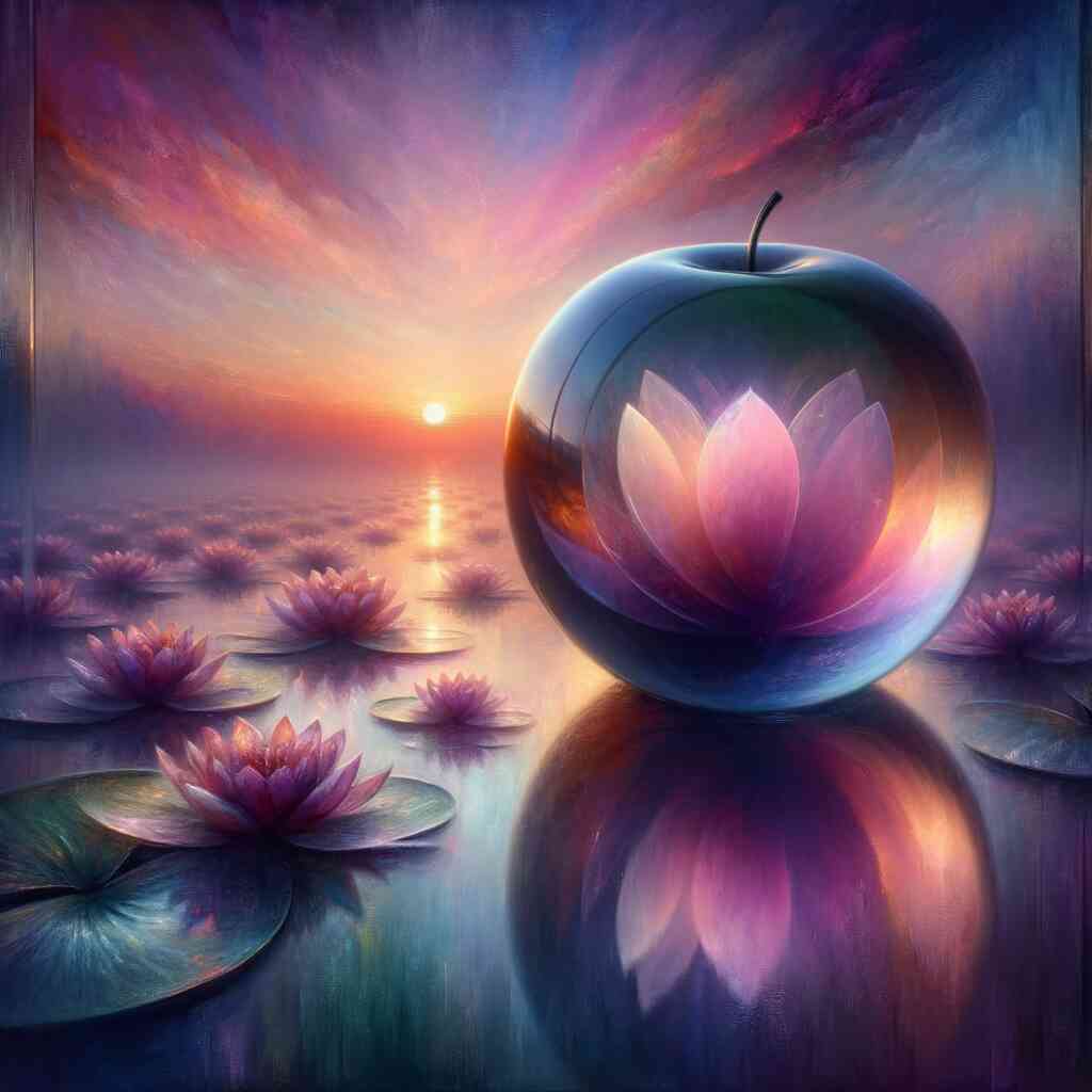 Glass apple water lilies in the sea — Diamond Painting Kit design