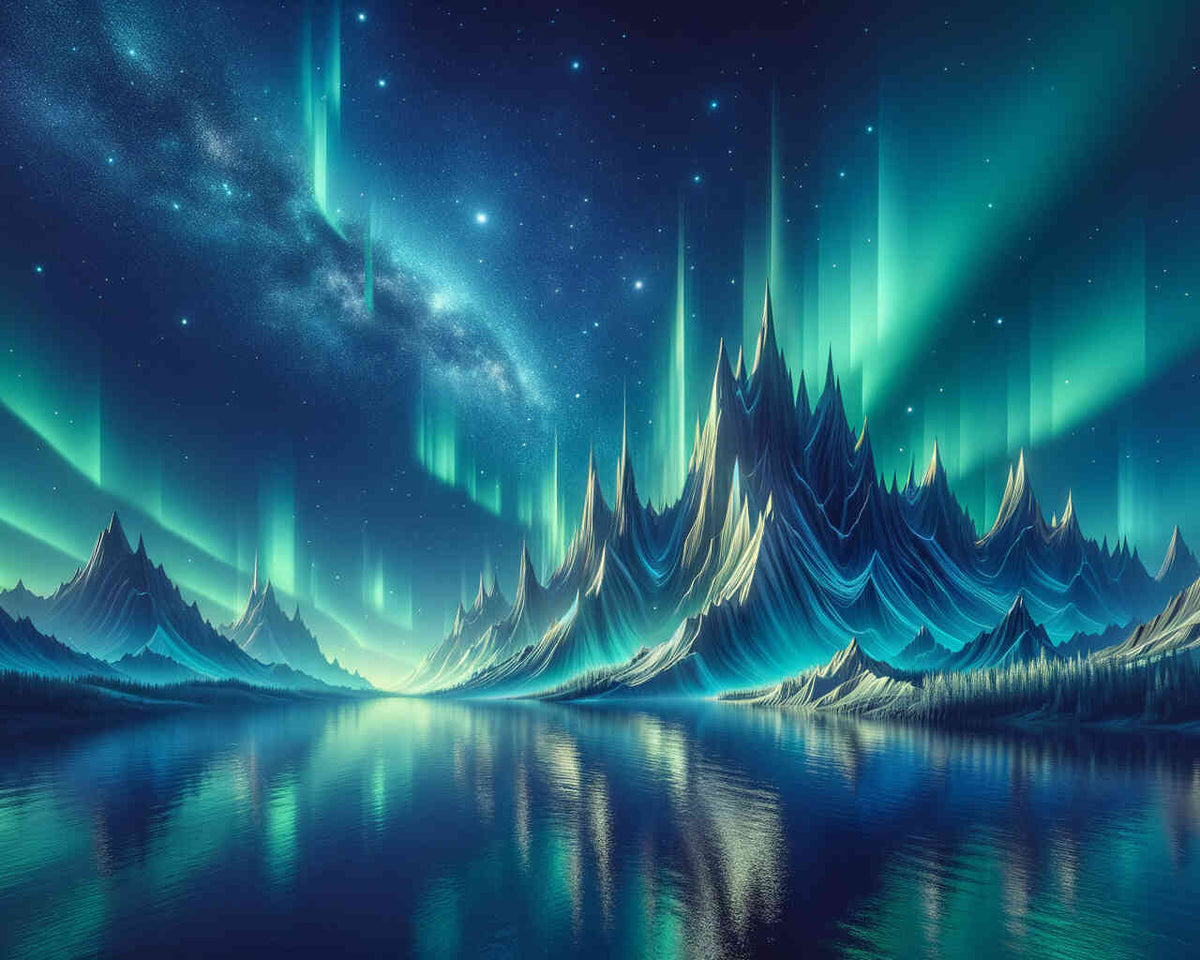 Aurora in the Mountains — Diamond Painting Kit design