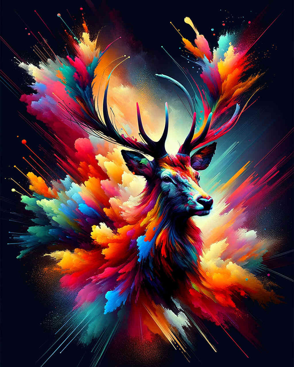 Proud deer with color accents — Diamond Painting Kit design