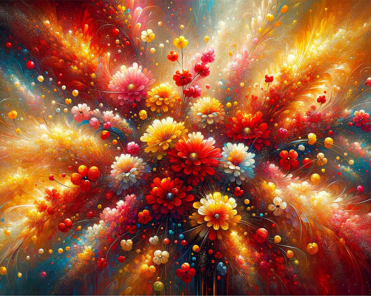 A Colorful Play of Flowers — Diamond Painting Kit design
