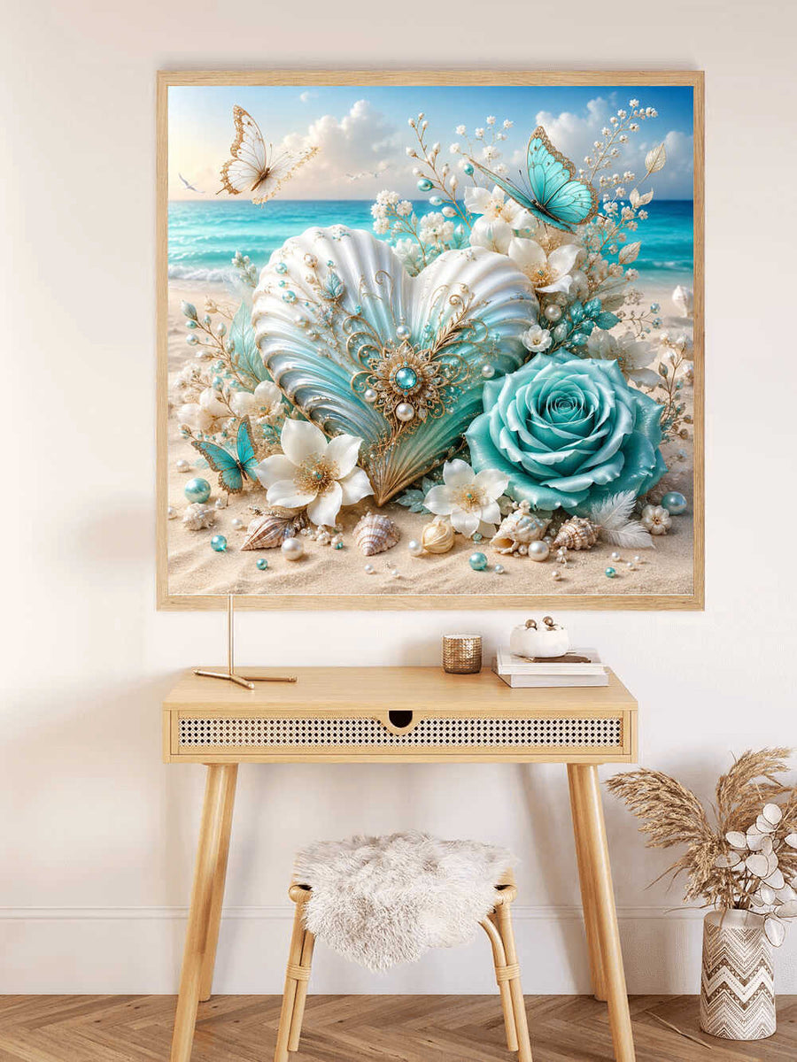 Pearlescent Heart by the Sea — Diamond Painting Kit, product view 2