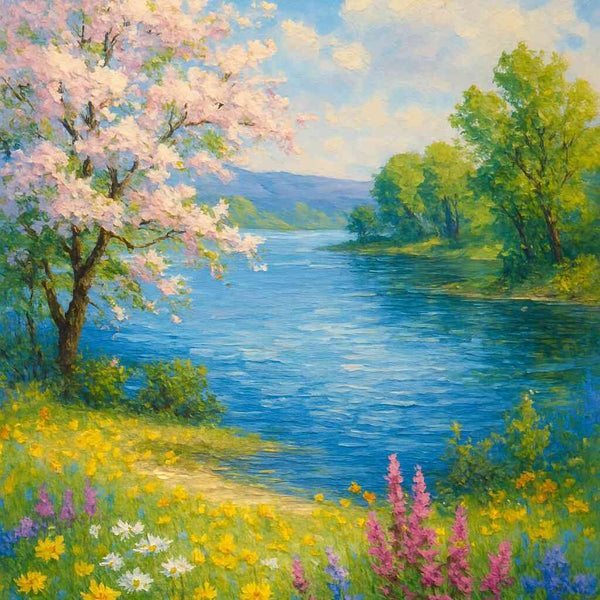 Spring Poetry by the Lake — Diamond Painting Kit design