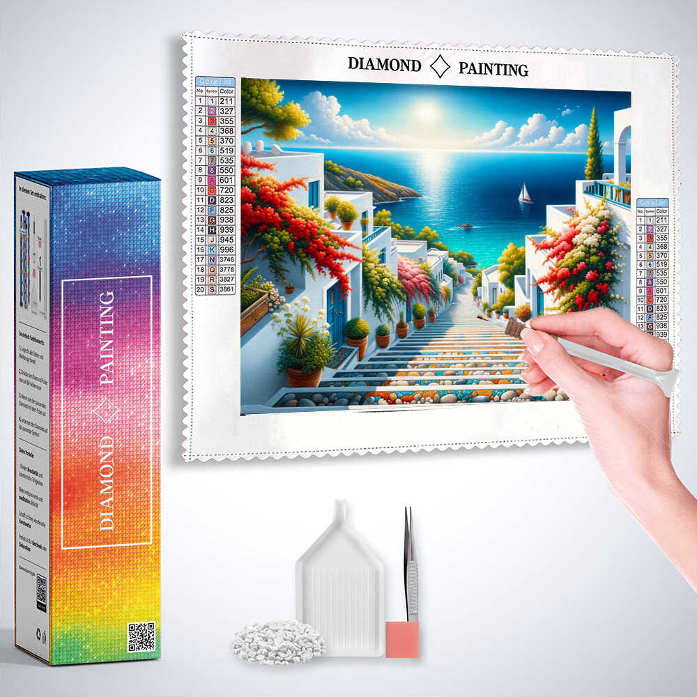 The Greek Stairway — Diamond Painting Kit, product view 3