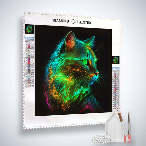 Neon Green Cat — AB Diamond Painting Kit, product view 2