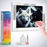 White and Black Wolves — Diamond Painting Kit, product view 3