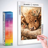 Highland Calf in a Flower Basket — Diamond Painting Kit, product view 3