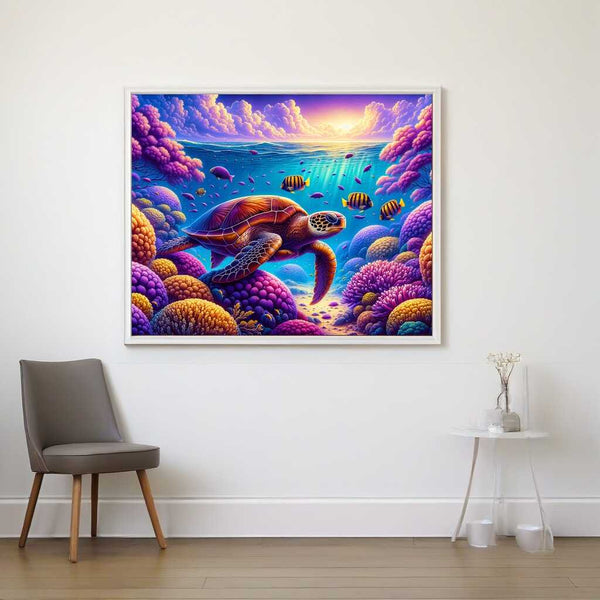 Turtle in Purple Coral — Diamond Painting Kit, product view 2