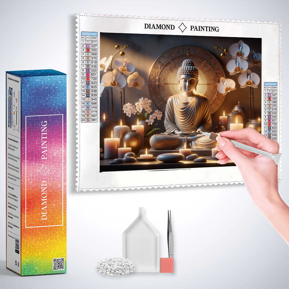 Buddha and Candles — Diamond Painting Kit, product view 3