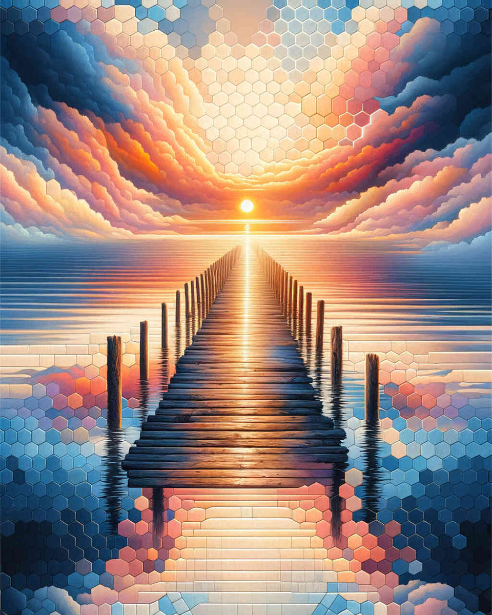 Boardwalk, Sunset — Diamond Painting Kit design