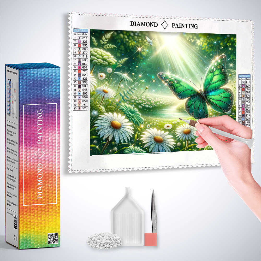Butterfly in the Daisy Meadow — Diamond Painting Kit, product view 3