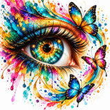 Colorful butterflies, eye — Diamond Painting Kit design