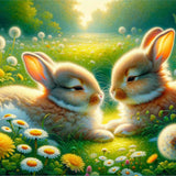 Cuddling Rabbits — Diamond Painting Kit design