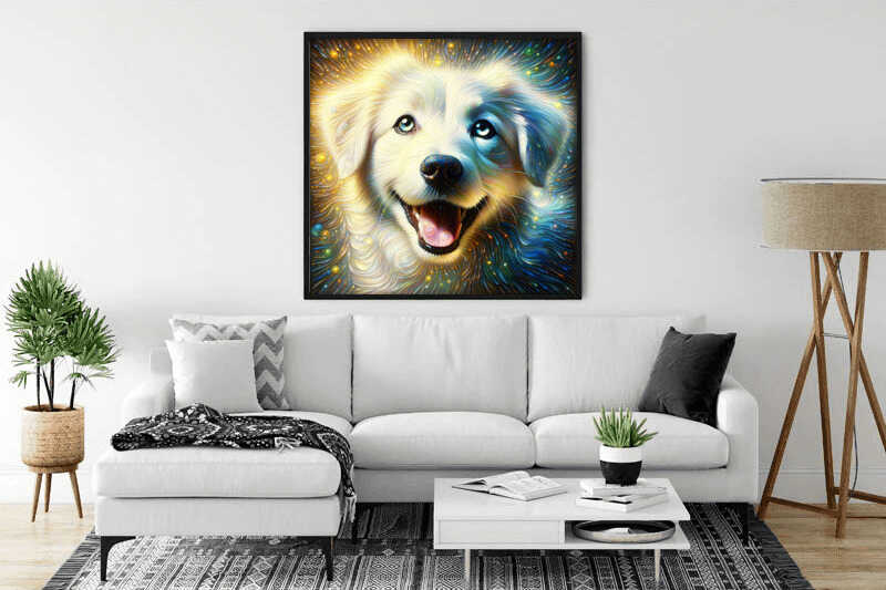 White dog — Diamond Painting Kit, product view 2