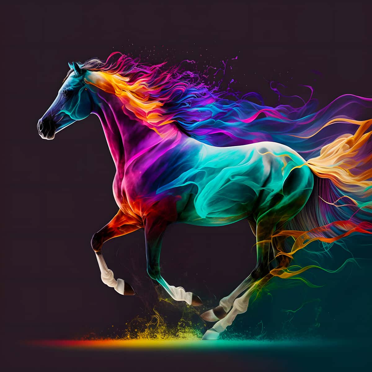 Galloping neon horse — AB Diamond Painting Kit design