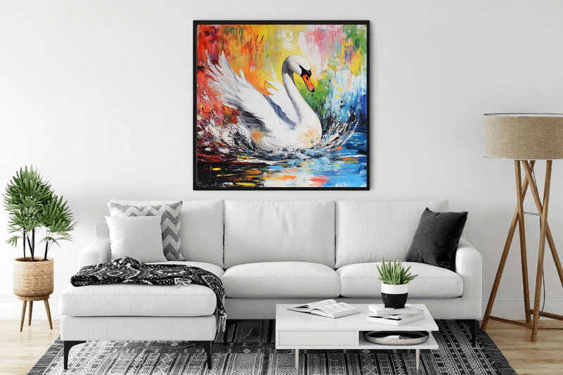 Swan in Graceful Motion — Diamond Painting Kit, product view 2