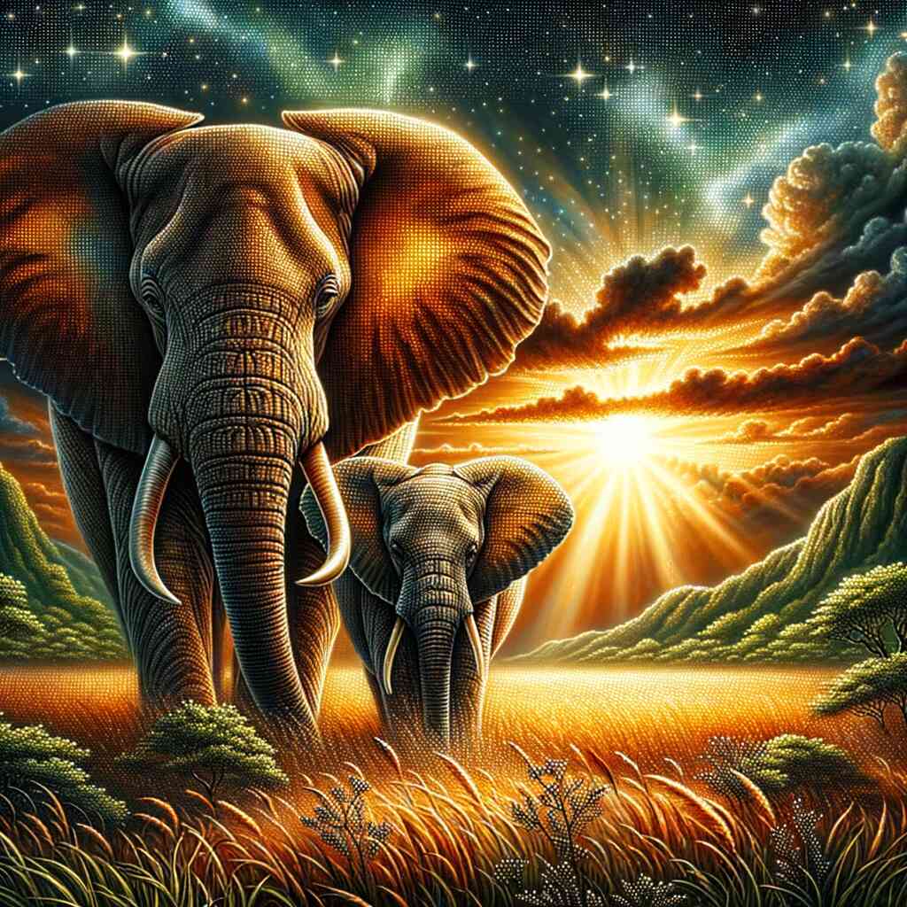 Elephant Couple Africa — Diamond Painting Kit design
