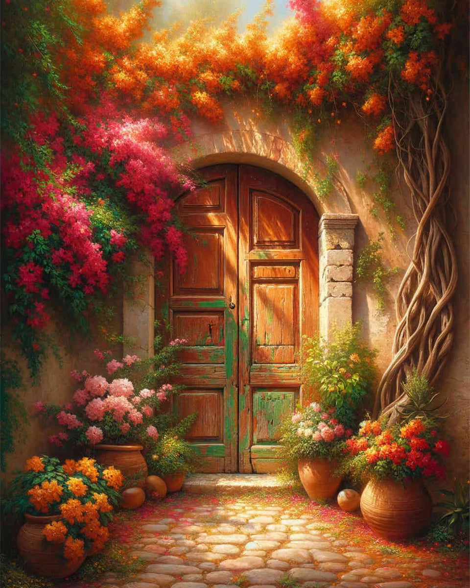 Mediterranean wooden door — Diamond Painting Kit design