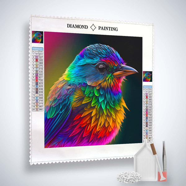 Colorful bird sideways — AB Diamond Painting Kit, product view 2