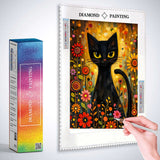 Black Cat in a Floral Wonderland — Diamond Painting Kit, product view 2