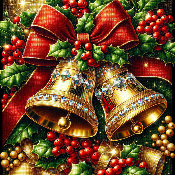 Golden Christmas bells — Diamond Painting Kit design