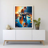 Small cat big tiger reflection — Diamond Painting Kit, product view 2