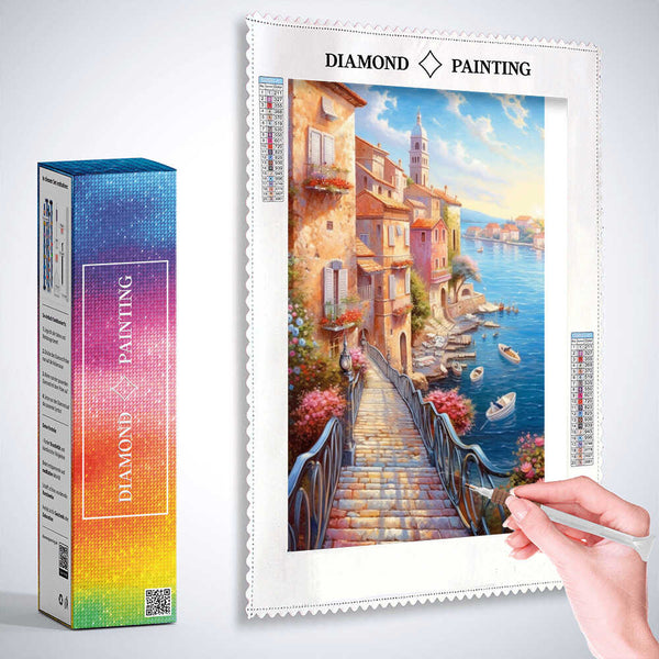 A Bridge by the Mediterranean Sea — Diamond Painting Kit, product view 3
