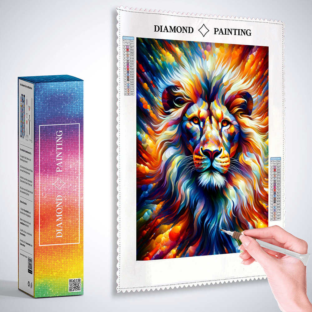 Lion in colorful — Diamond Painting Kit, product view 3
