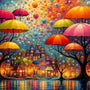 The City of Magical Umbrellas — Diamond Painting Kit design
