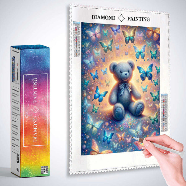 Teddi surrounded by butterflies — Diamond Painting Kit, product view 3