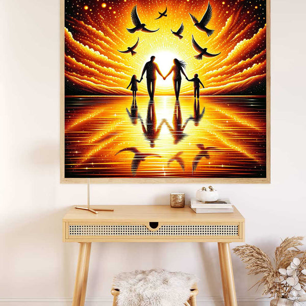 Happy Family Sunset — Diamond Painting Kit, product view 2