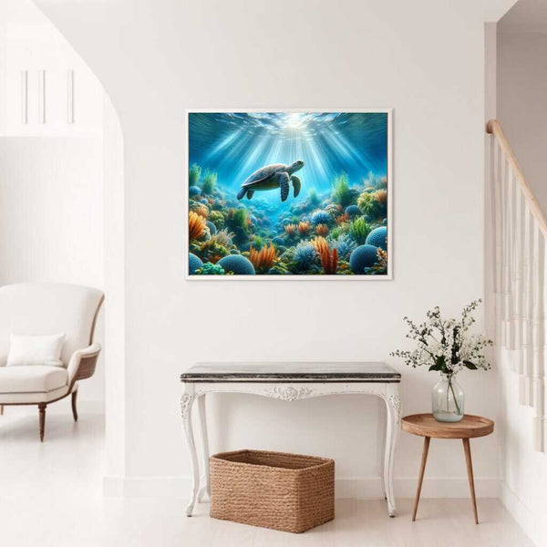 Turtle Diving beneath the Surface — Diamond Painting Kit, product view 2