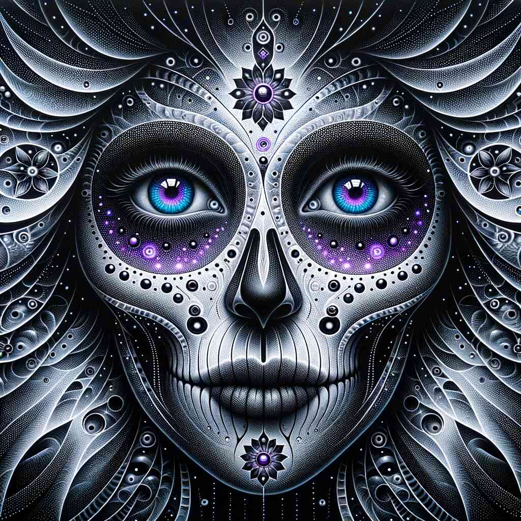 Los Muertos, black and white and purple — Diamond Painting Kit design